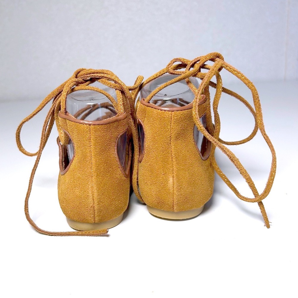 gap gladiator lace-up western boho ballet flats brown suede pointed toe 7.5 - Picture 4 of 8